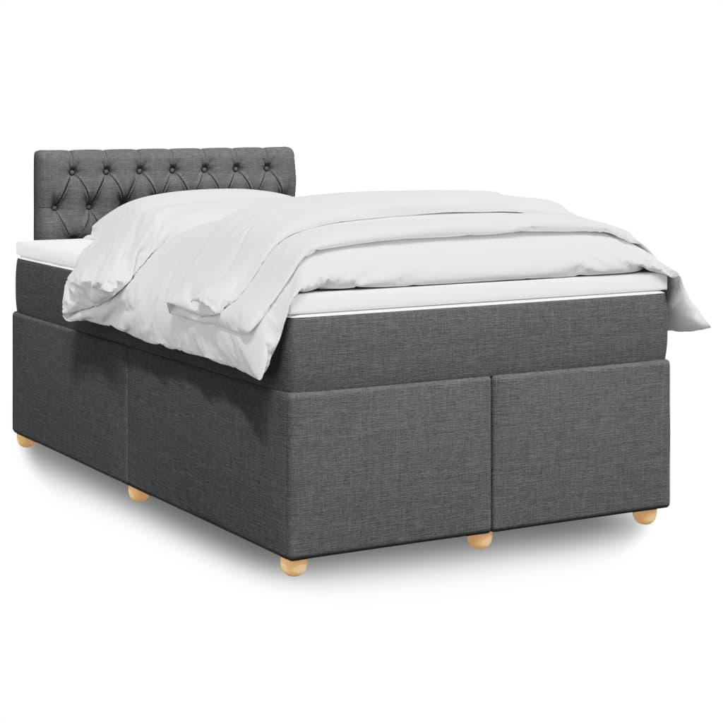 Box Spring Bed with Mattress Dark Gray 120 x 200 cm Fabric