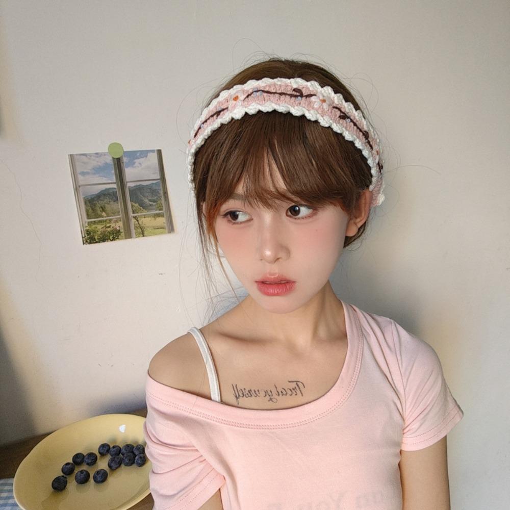 Woolen Yarn Crochet Hair Band Embroidered Pastoral Style Hair Band  Hair Styling Accessory