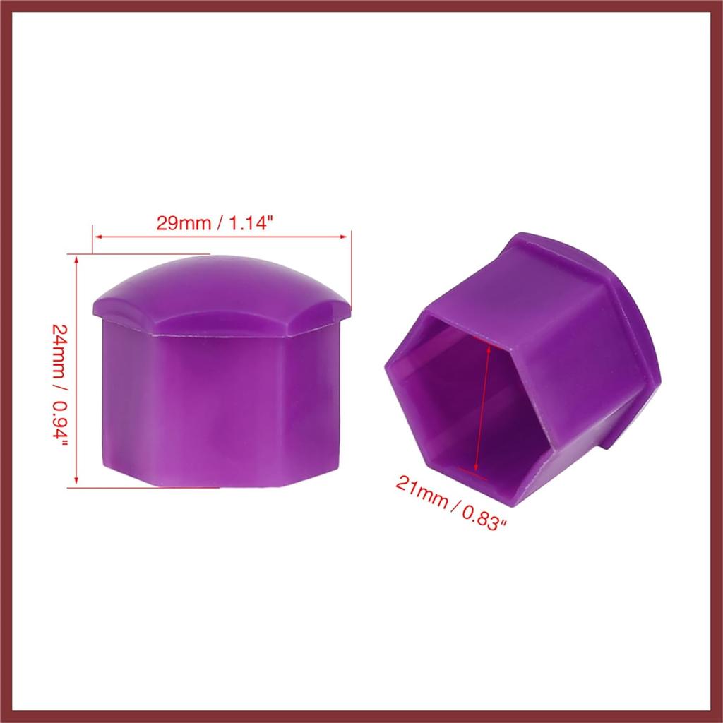 20pcs 21mm Universal Purple Plastic Car Wheel Nut Lug Hub Screw Rim Bolt Covers Dust Protection Caps with Removal Tool Clip Replace Parts