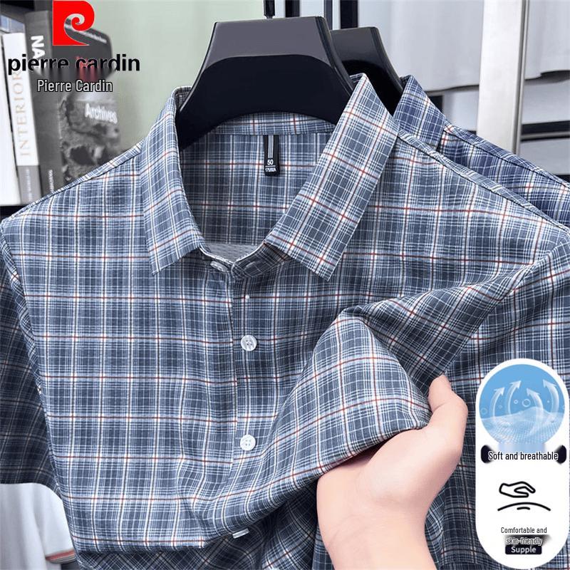 Pierre Cardin Men s Summer Plaid Short Sleeve Shirt 170