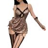 Sexuální spodní prádlo Sexy Čistá touha Leopardí potisk Boková sukně Podvazkový pás Malá prsa Velký výstřih Pyžamová sukně Hra rolí
