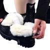 New Soft Leather Boots, Thickened Plush Snow Boots, Women's Shoes, Anti-slip, Waterproof and Warm Boots