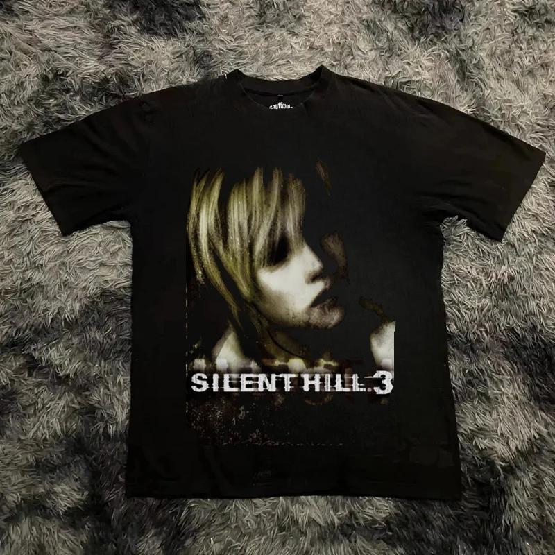 Silent Hill 2 3 Videogame Black Retro Gaming T-Shirt Tee Men Women Holiday Casual Short Sleeve Tee Top Loose T-shirt Summer