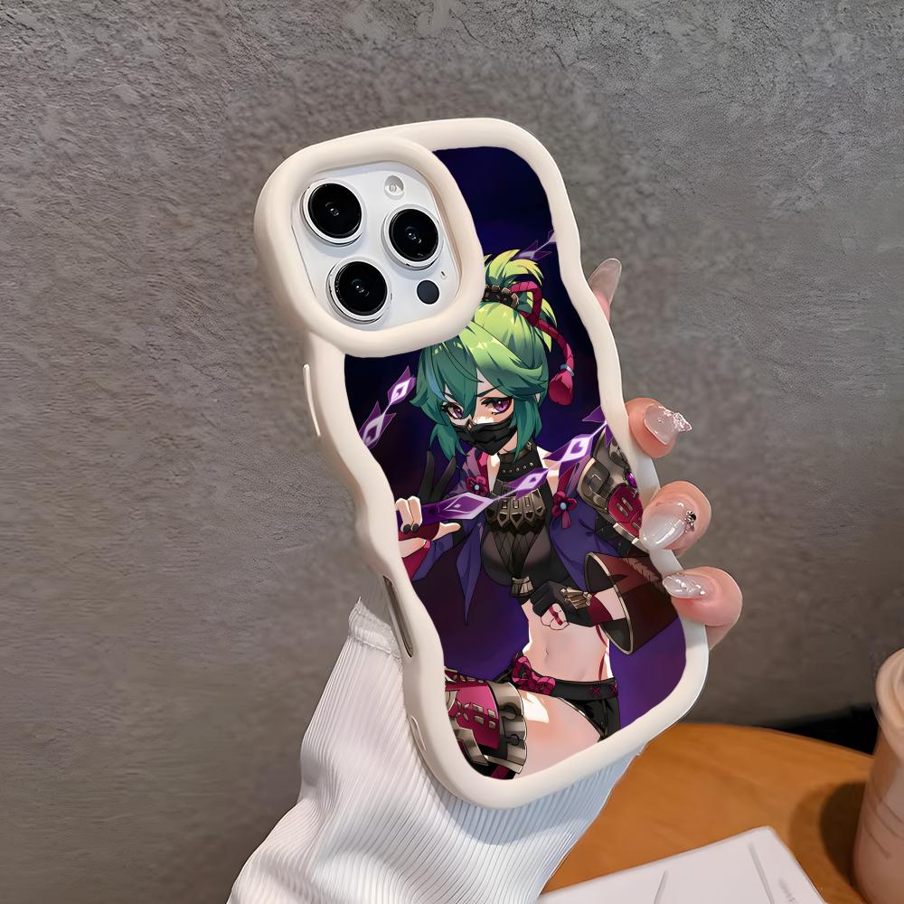 Spiel GI Kuki Shinobu Handyhülle für iPhone 17 16 15 14 13 12 11 Air Pro Max Plus Wellige Kante TPU Bunte Hülle Smartphone