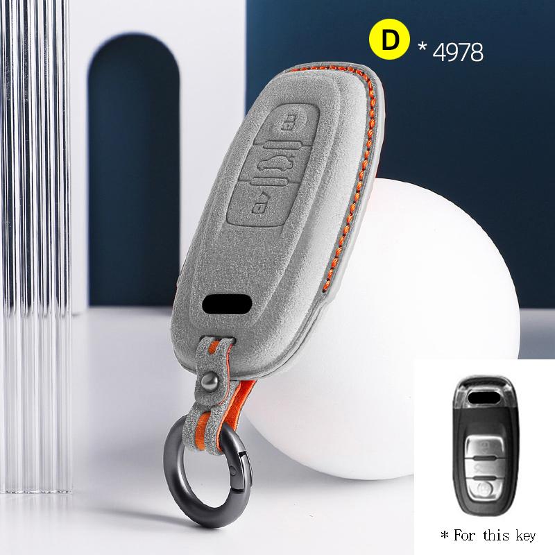 Car Key Case Fob for A6 A4 A5 A7 A8 C8 Q8 8S 8W Q7 B9 4M S5 S4 S7 D5 TT TTS TFSI E-Tron Suede Remote Car Key Case Shell