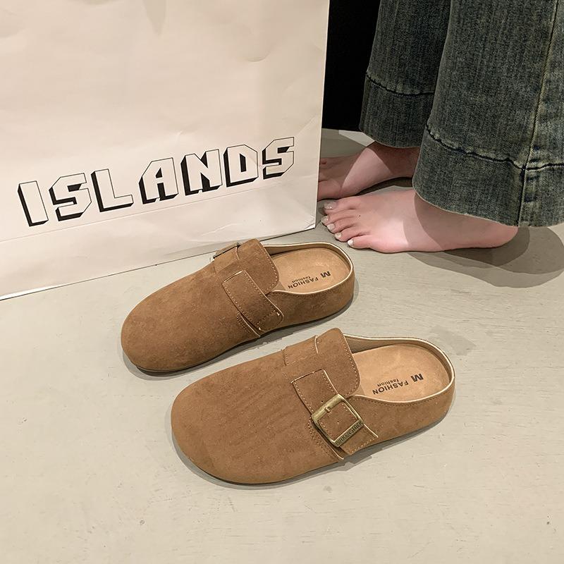 Thick-soled half-slippers, women's new autumn baotou slippers, the inner height increases by one pedal