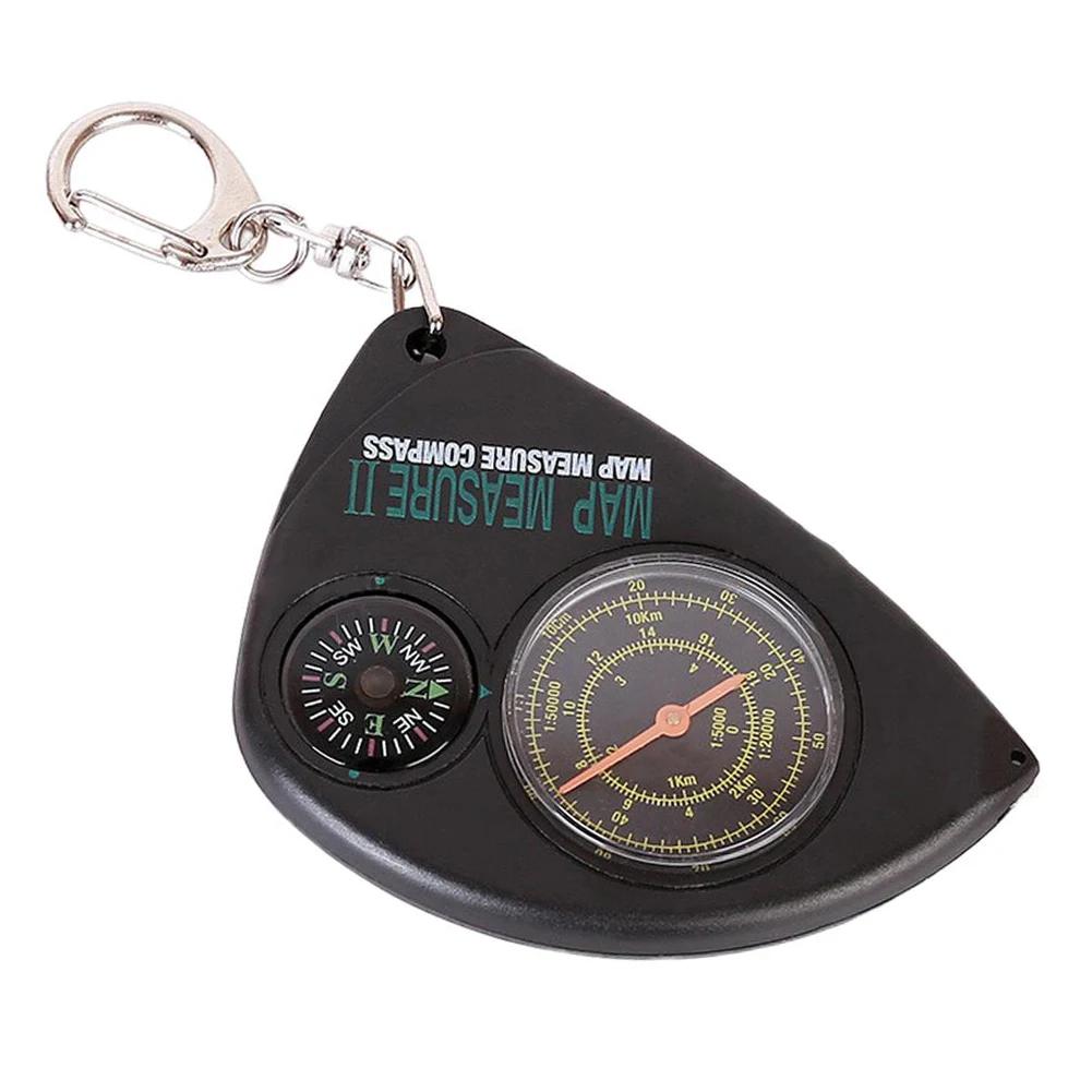 

Compass Keychain Outdoor Cross-country Hiking Multi-functional Odometer Guide Compass Map Scale Rangefinder North-pointing чёрный