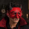 Realistische faltige Textur Maske Halloween Dämon Schaumstoffmaske Roter Teufel Gruselige Halbgesichtsmaske für Cosplay Kostüm Maskenball Party Zubehör