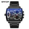 Sanda Fashionable Men's Square Multifunctional Waterproof Sports Quartz Watch