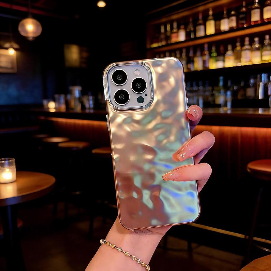 Laser Wave Pattern Mirror Case for iPhone 16, 17, 14Pro, and Apple 15
