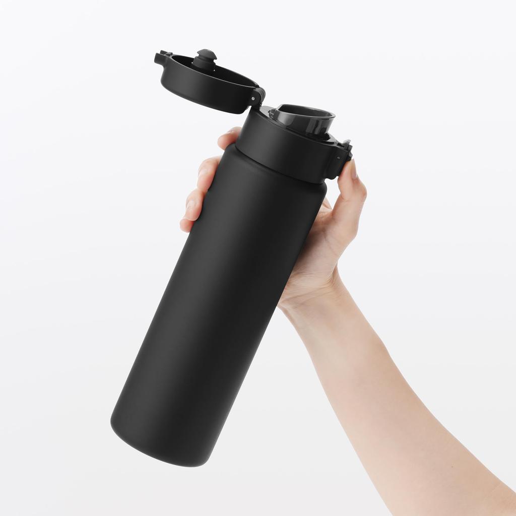 MUJI Vacuum Insulated Insulated 76049142 Bottle, One-Touch Type, 750mL, Black,
