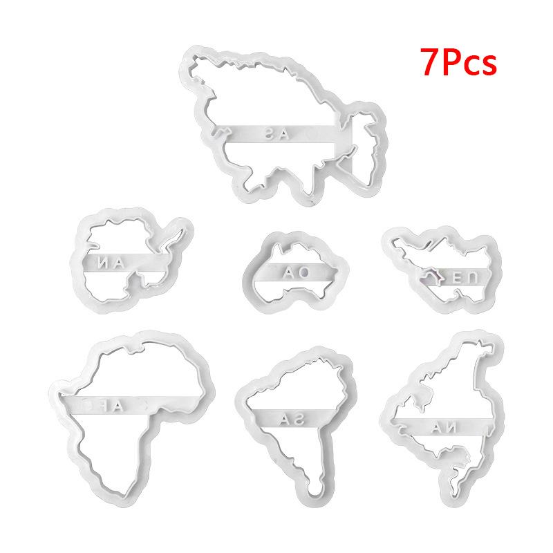 Sedm kontinentů Tvar Vykrajovátka na sušenky 3D Plastová Mapa světa Forma na sušenky Razítko na sušenky DIY Fondánová forma na dort Pečicí nástroj na cukroví