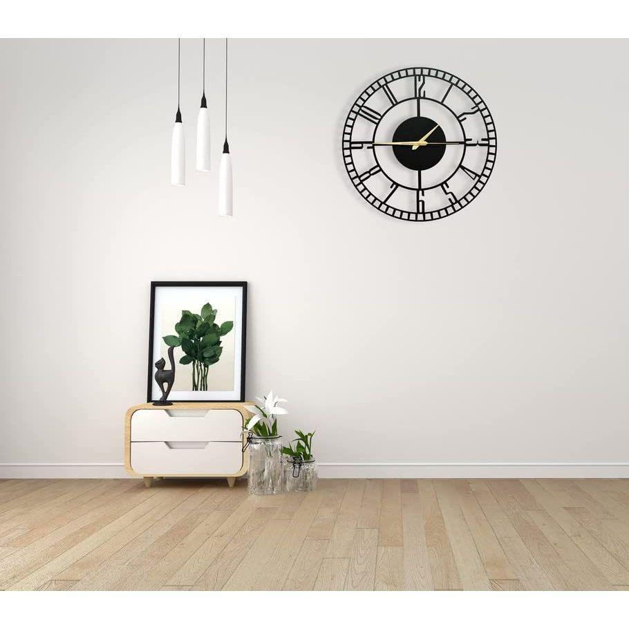 Stylish Metal Analog Wall Clock for Living Room, Bedroom, Kitchen, Home and Hall | Antique Fancy Big Size Modern Wall Watch for Home Decor (60CM)