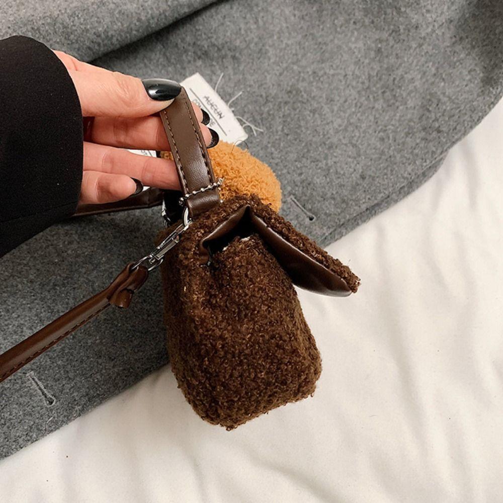 Korean Style Plush Bear Crossbody Bag Cartoon Cute Cookie Handbag Mini Message Bag  Girls