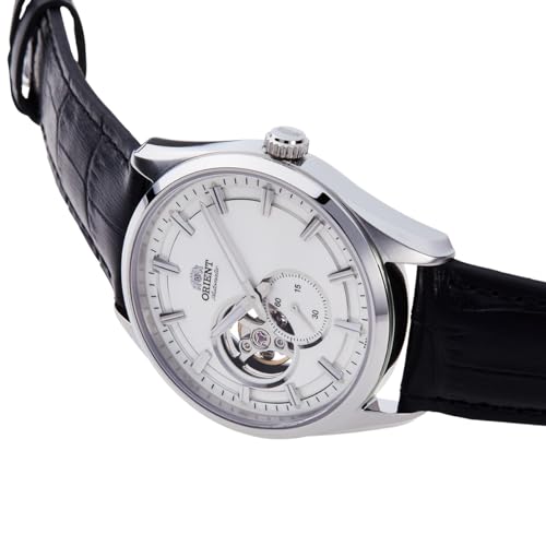 Ceas bărbătesc Orient RN-AR0003S Contemporan Semi-Scheleton Automatic cu Design Open Heart, Alb și Argintiu, cu Garanție de la Producătorul Japonez