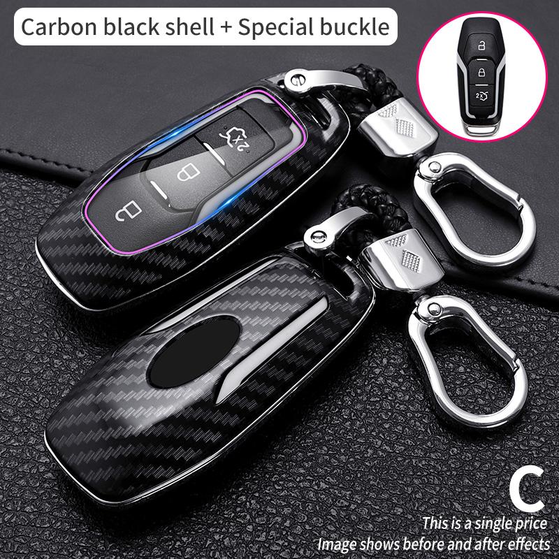 KIGQ3 New Carbon Fibre Car Key Cover Case For Ford Fusion Mondeo Mustang F-150 Explorer Edge 2015 2016 2017 2018 Car Accessories