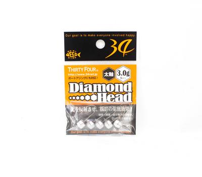 Thirty Four Jigkopf Diamantkopf 3,0 Gramm 5 Stück pro Packung (2685)