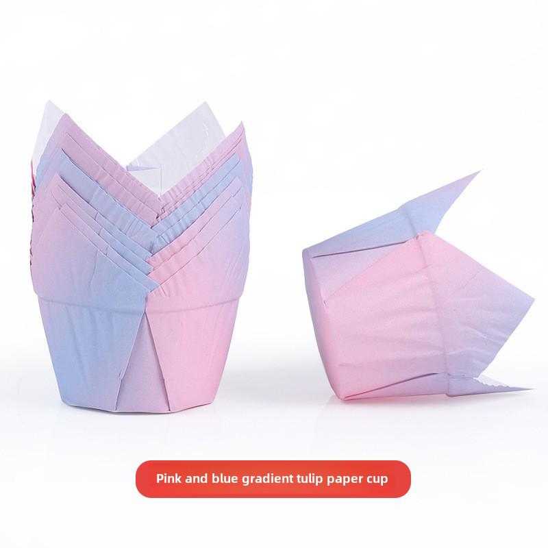 Mehrfarbige Flammen Hochtemperatur Ölfest Tulpenförmige Cupcake-Förmchen