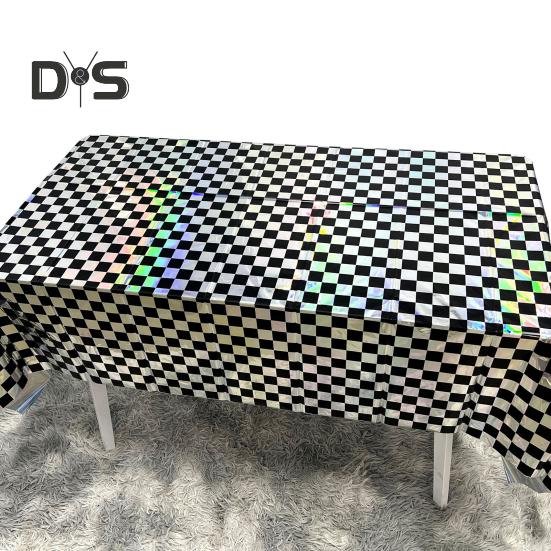 3-pack plastduk skinnende rektangel engangsbordtrekk iriserende festdekorasjoner for piknikcamping