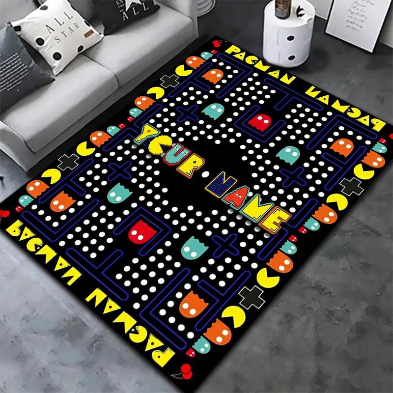 Pac-Man Custom Name Carpet Rug for Living Room Bedroom Home Sofa Decoration,Kids play Non-slip Floor Mat