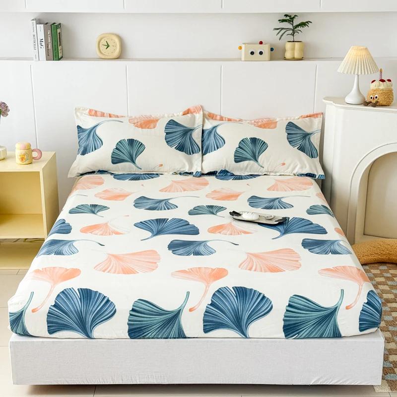 High Quality Printed Fitted Sheet Single Double Queen Size Mattress Cover With Elastic Band Bedsheet Soft Comfortable Fitsheet