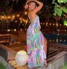 New Spring And Summer European And American Fashion Women'S Clothing Printed Lace-Up Slit Backless Holiday Style Dress Long Dress