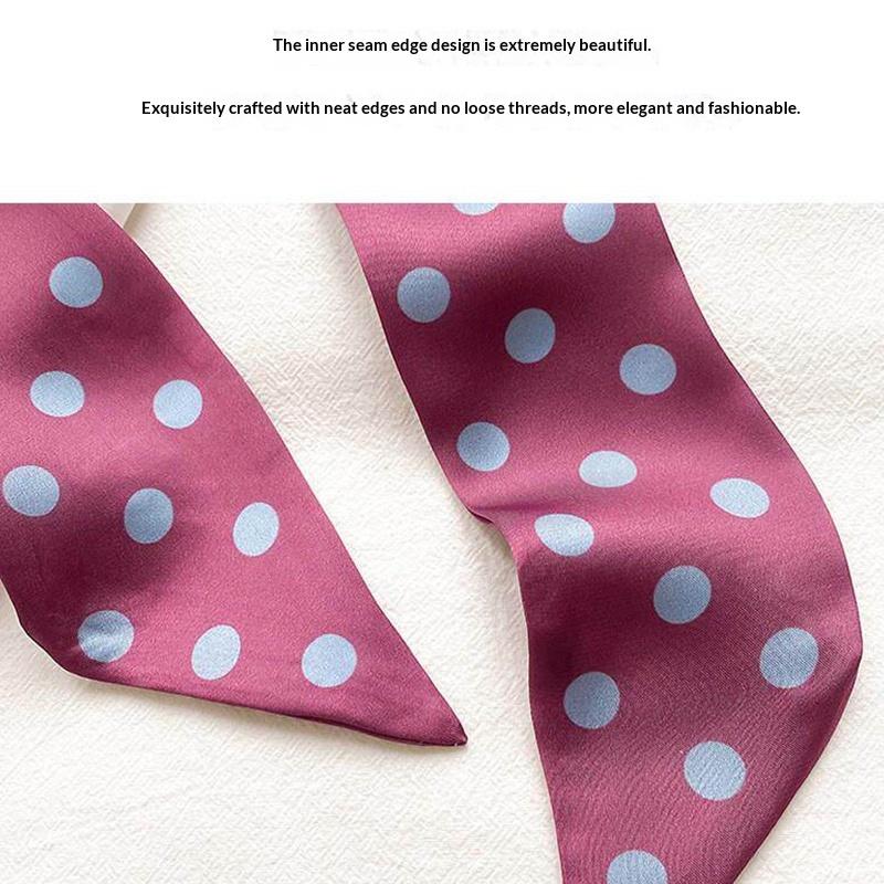 Women Narrow Long Scarf 190X4.5Cm Polka Dot Tie Bag Ribbon Headband Choker Streamer Lady Accessories