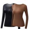 2 Stück Damen Thermounterwäsche Herbst Winter Unterhemd Langarm-T-Shirt Dünnes Oberteil Zweite Haut Damen Thermisch L-XL
