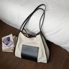 Fashion Retro Splicing Tote Bag Women's 2025 New Large-capacity Canvas Shoulder Bag Casual Commuter Armpit Bag