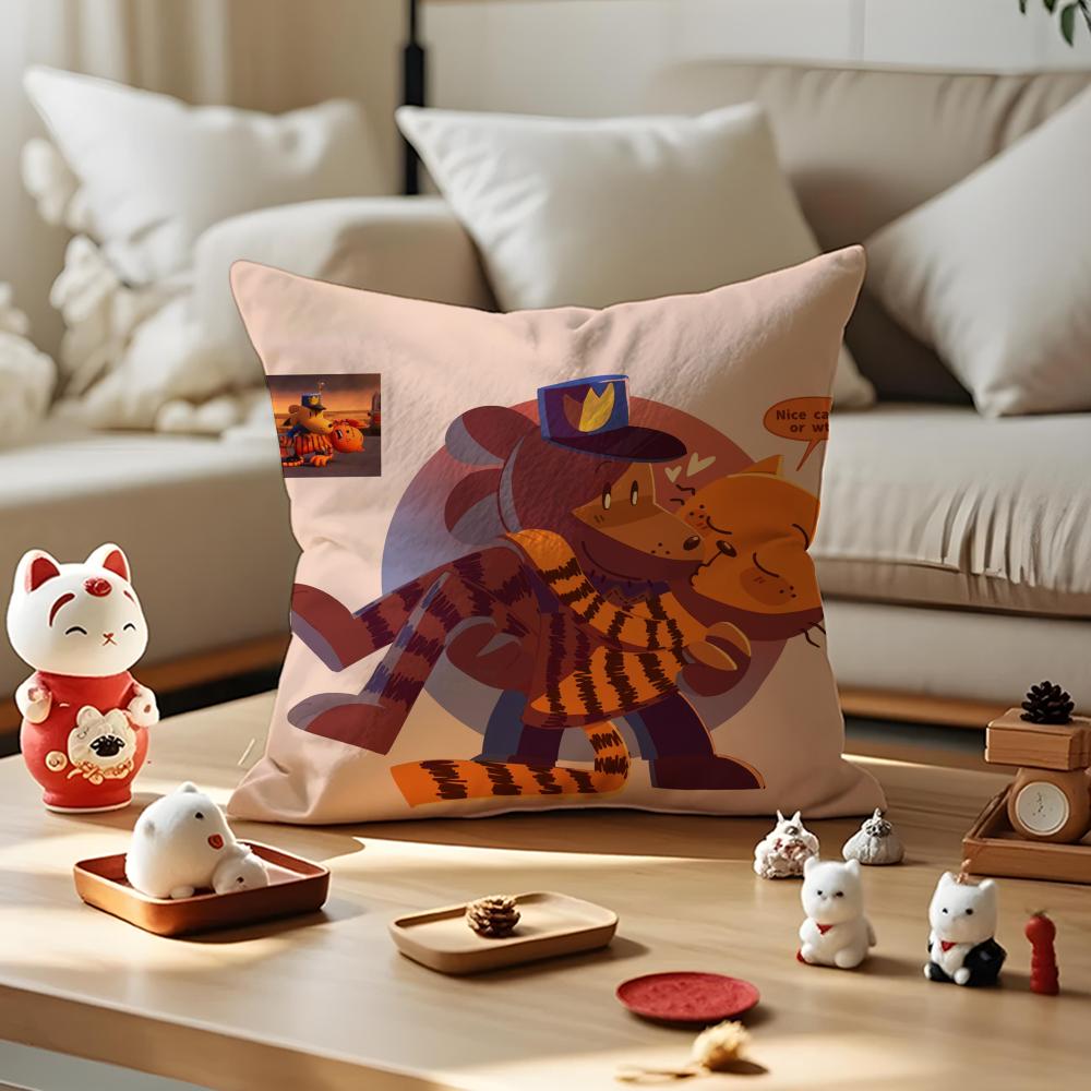 DOG MAN Anime Cushion Cover Anti-dustmite Pillowcase Invisible Zipper Silky Short Plush Sofa Cushion Cover