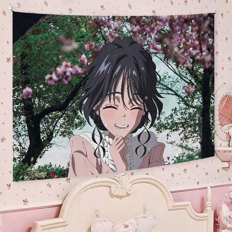 Cute Japanese Anime Girl Tapestry, Cartoon Aesthetic Wall Hanging, Kawaii Decor for Bedroom Dormitory Home Decoration