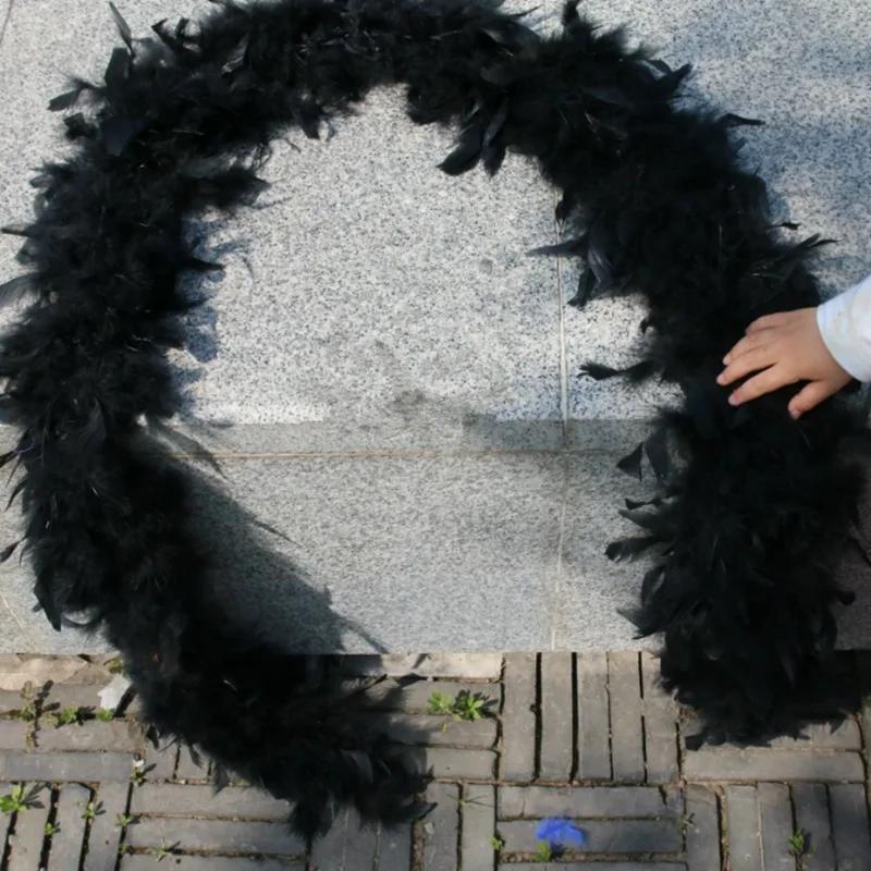 DIY 2 Meters Super Thicken Chandelle Turkey Feathers Boa Trim 80g Scarf/Costume/Party Dress Marabou Feathers for Crafts Boas Plumas