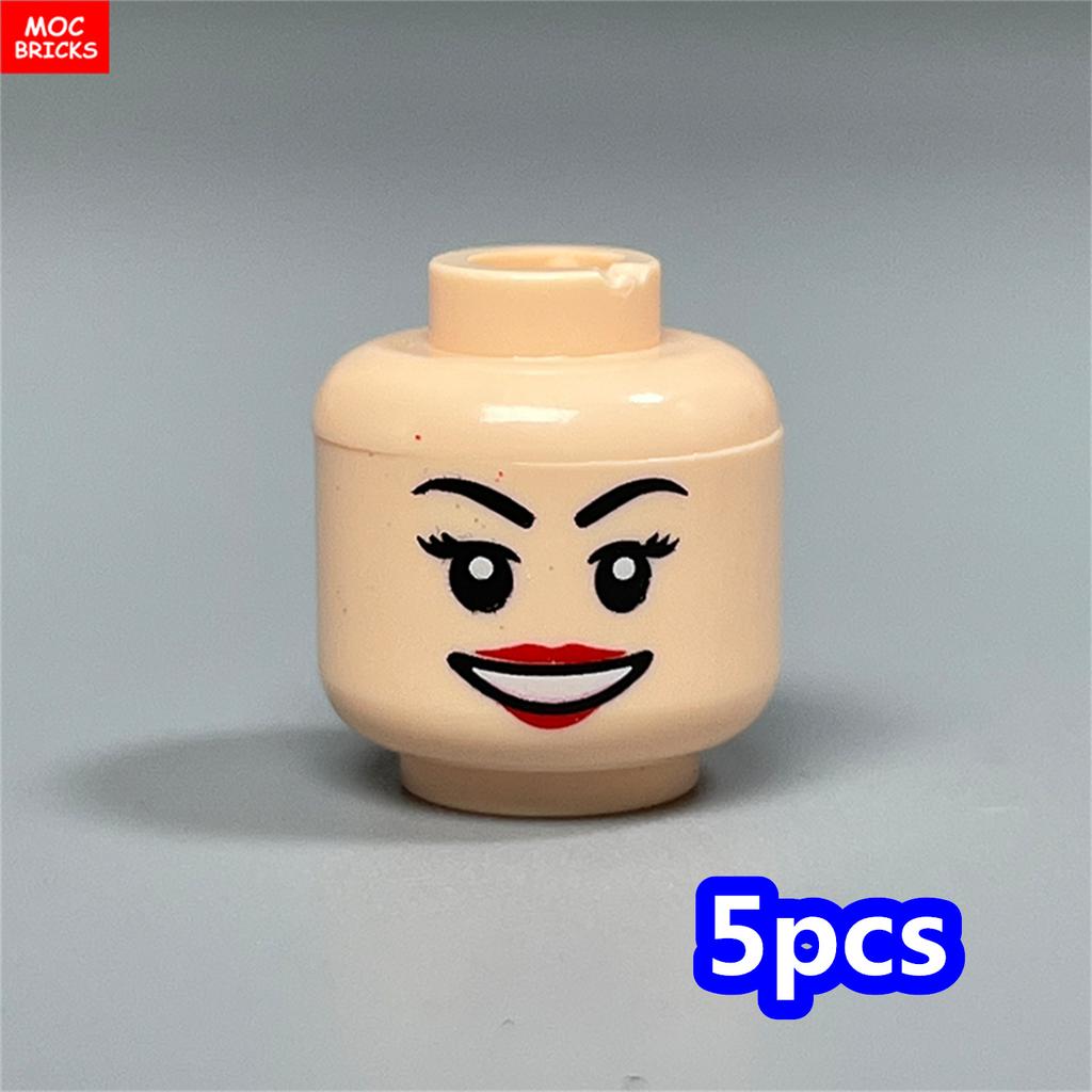 MOC Bricks Hollow Flesh Face Expression Head For 4cm Figure DIY Educational Building Blocks Toys For Children Gifts