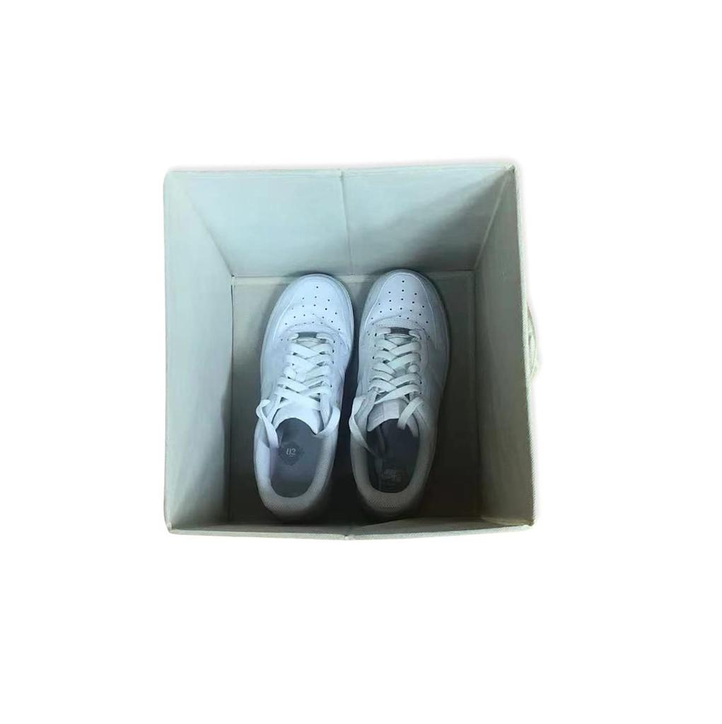 Amazon Basics Foldable Storage Box Set of 6 with Handles, White, 27 X 27 X 28 Cm