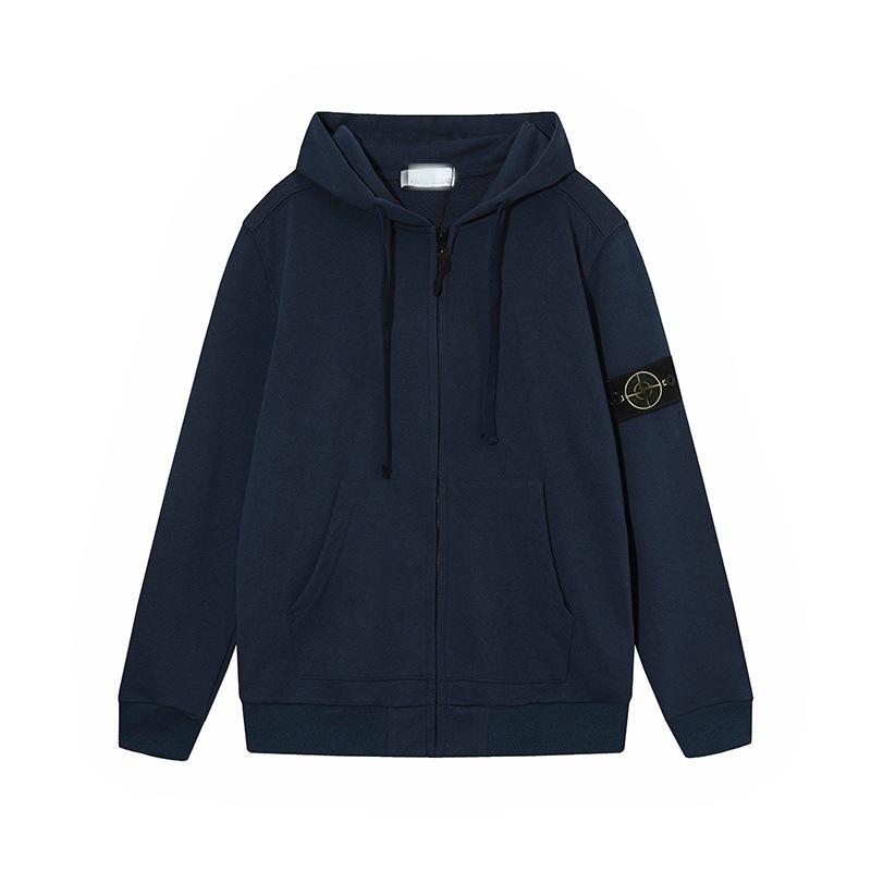 STON Basic Solid Color Compass Patch Fleece Hoodie Long Sleeve Pullover Sweatshirt for Men Women