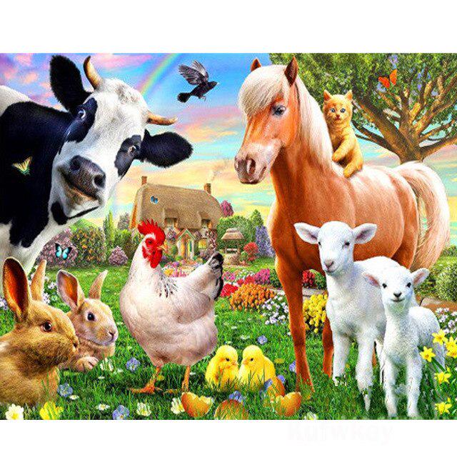 5D DIY pictură cu diamant vacă punct de cruce complet pătrat/rotund broderie diamant broderie animale stras imagini cadou de artizanat