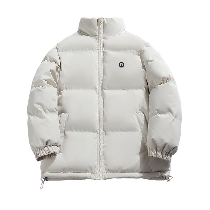 

Lulu Men s 2025 Casual Cotton Padded Stand Collar Bread Jacket - Thick, Loose, and Warm for Winter 5XL бежевий