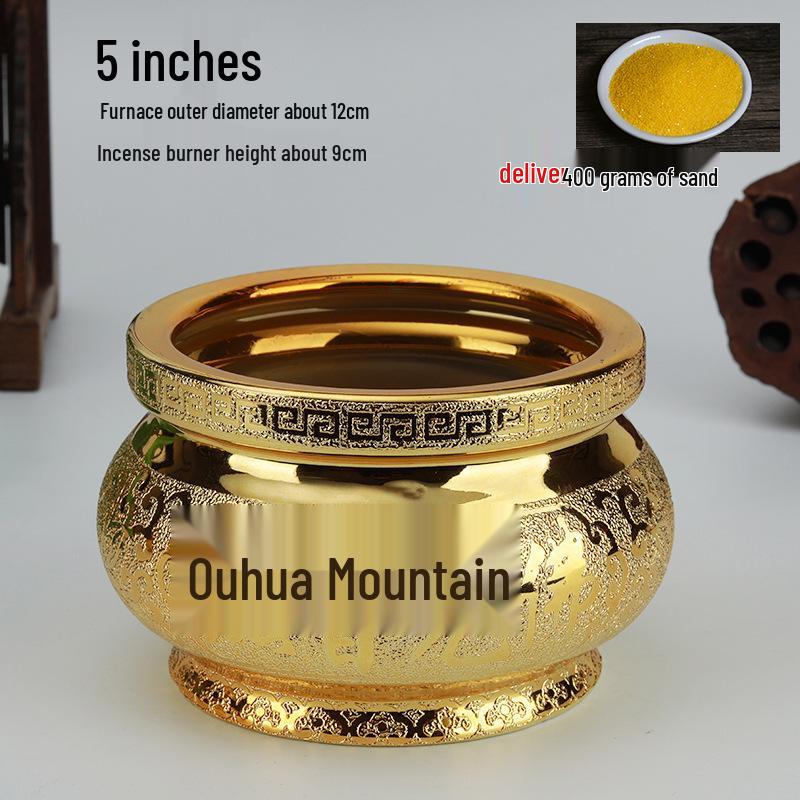 Small Ceramic Buddha Incense Burner with Golden Sand