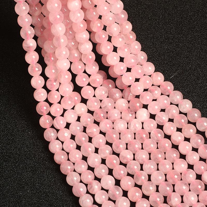 Madagascar Rose Quartz Round Beads for DIY Jewelry: Loose Beads for Crystal Bracelets & Necklaces.
