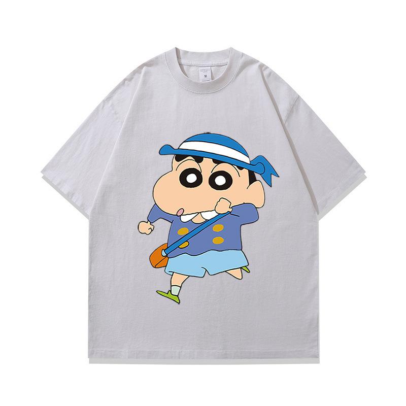 Tide Brand American Retro Fried Color Old Short-Sleeved T-Shirt Japanese Animation Printing Multi-Color Heavy Cotton Half-Sleeve