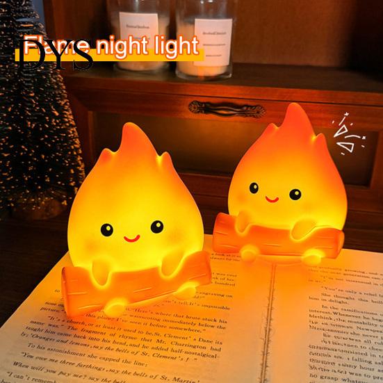 Cozy Dorm Room Decoration Cartoon Fake Campfire Night Light, Cute Warm Glow Bedside Minimalist Light for Nursery Ornament, Portable Lamp And
