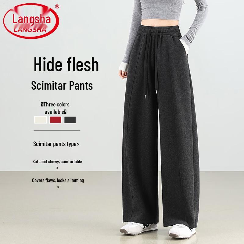 

Langsha Women s 2026 Spring Curved Knife Loose Wide-Leg Sweatpants L
