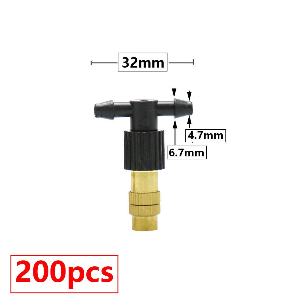 50pcs Adjustable Brass Misting Nozzle Copper Cooling Sprinkler 4/7mm Plastic Tee Barb Thread Connector For Garden Irrigation