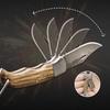 Damascus Blade Pocket Knife Wooden Handle Folding Knife Keychain Unboxing Cutter Outdoor Survival Gadgets Multitool Hand Tool