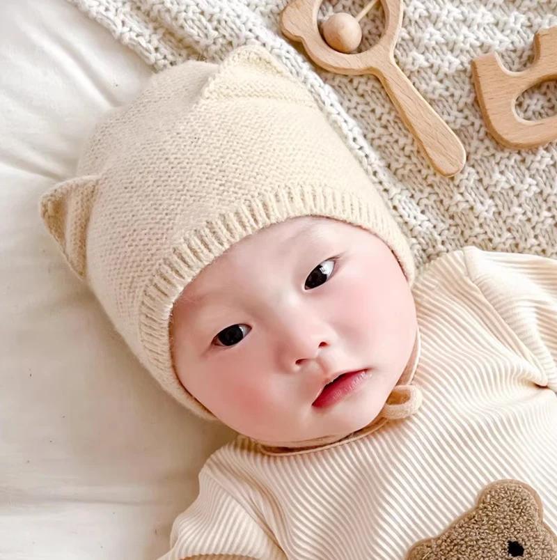Baby Hat Thin Knitted Wool Ear Protector Hat For Infants And Young Kids Hand Woven Newborn Autumn And Winter Baotou Hat