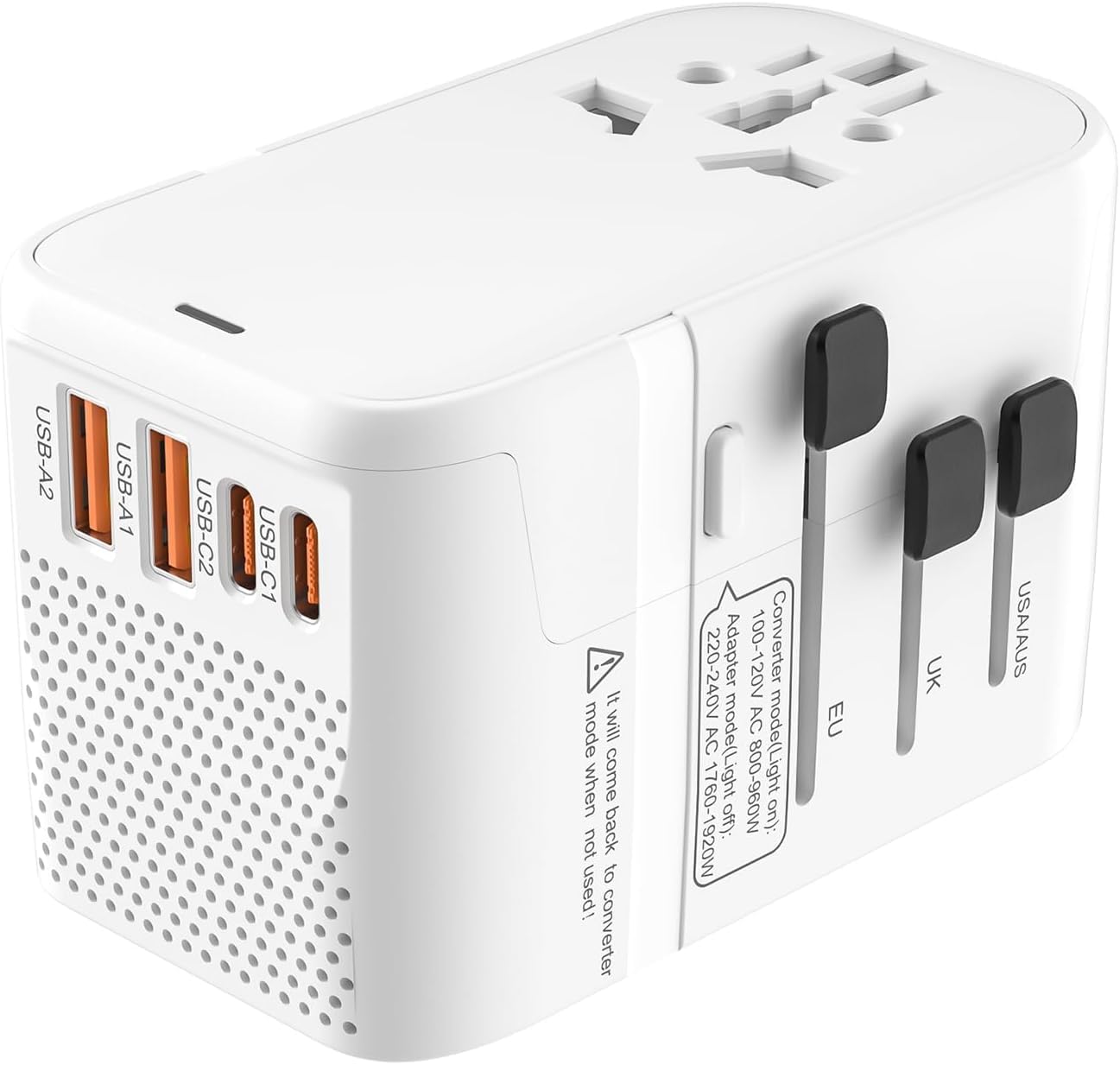 

Ultra-compact 220V to 100V Transformer for International Travel, with International Outlet Converter, Sine Wave Step-Down Converter, 2 USB Ports, 2