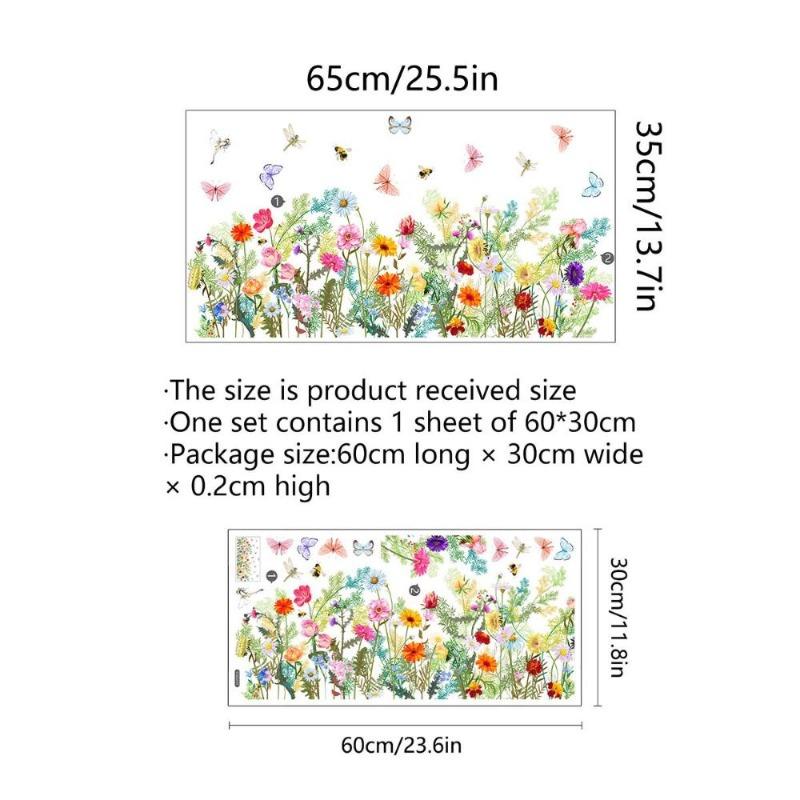 Dwustronna kolorowa naklejka ścienna z motylem i kwiatami, elektrostatyczna pasta do szyb okiennych, widoczna dekoracyjna naklejka ścienna