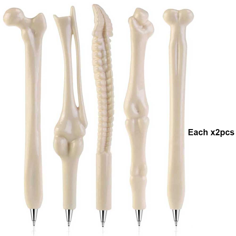 5-10pcs Bone Ballpoint Pen Creative Novelty Pens Black Ink for Halloween Artist  Nurse School Office Party