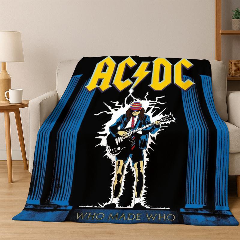 3D ACDC Rockband Cartoon Flanelldecke Weiche Warme Decke Überwurfdecke für Schlafzimmer Wohnzimmer Bett Reise Camping Picknick Geschenk