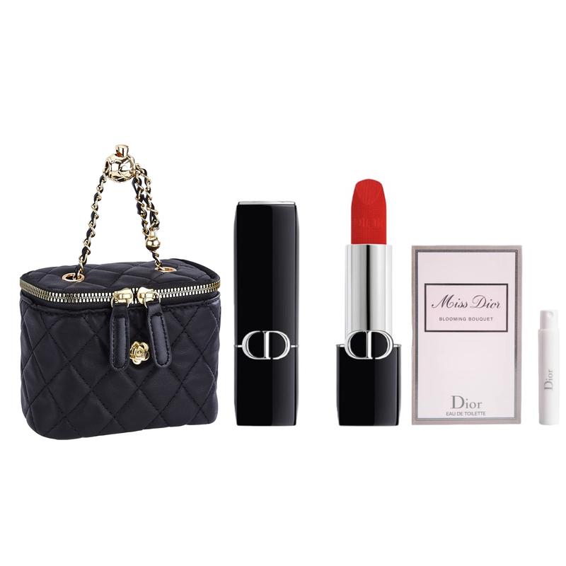 

DIOR Lipstick 999 velvet formal wear + Flowery Sweetheart women s light fragrance trial wear + mini shoulder bag
